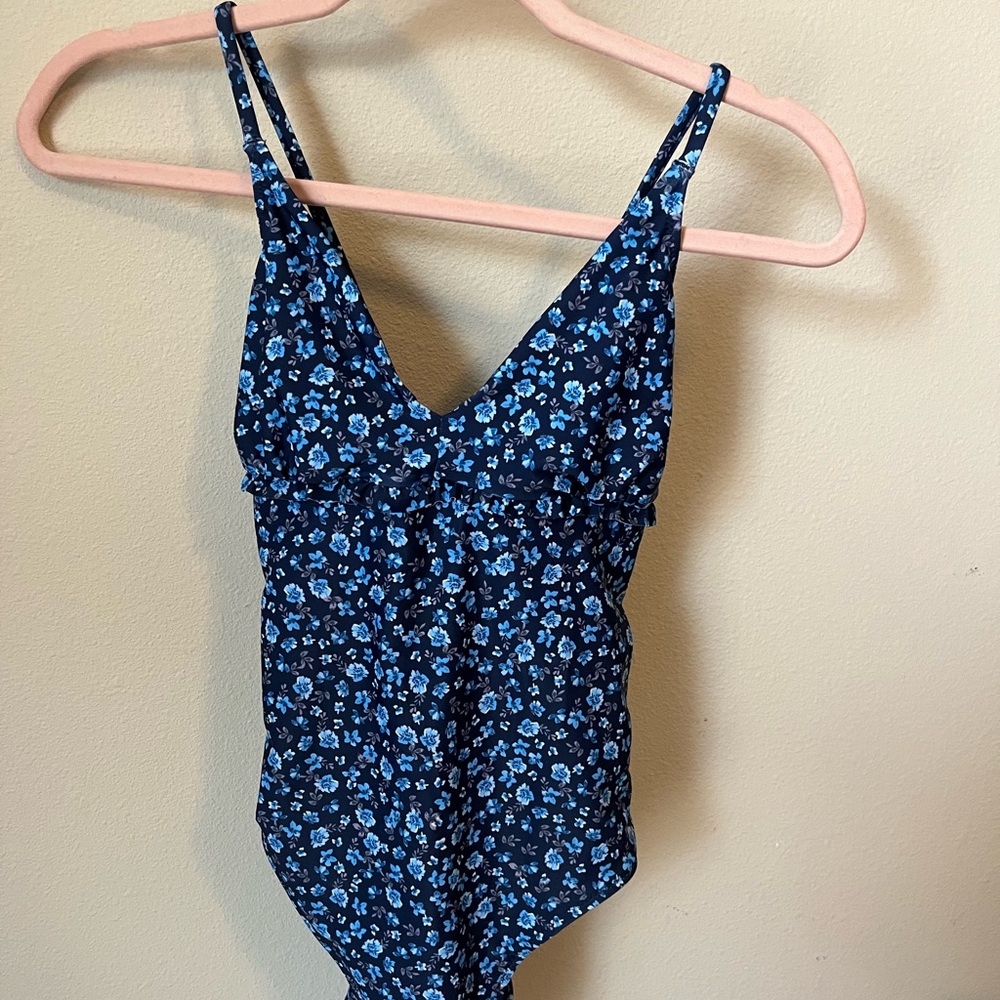 Floral Blue One Piece Swimsuit